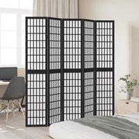 Berkfield Home Room Divider 5 Panels Black Solid Wood Paulownia