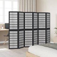 Berkfield Home Room Divider 6 Panels Black Solid Wood Paulownia