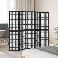Berkfield Home Room Divider 5 Panels Black Solid Wood Paulownia