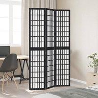 Berkfield Home Room Divider 3 Panels Black Solid Wood Paulownia