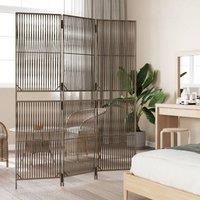 Berkfield Home Room Divider 3 Panels Grey Poly Rattan