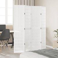 Berkfield Home Room Divider 4 Panels White Solid Wood Paulownia