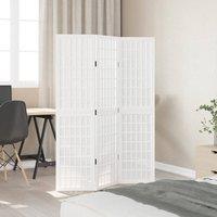 Berkfield Home Room Divider 3 Panels White Solid Wood Paulownia
