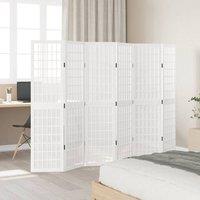 Berkfield Home Room Divider 6 Panels White Solid Wood Paulownia