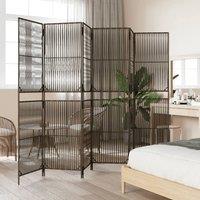 Berkfield Home Room Divider 6 Panels Grey Poly Rattan