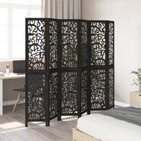Berkfield Home Room Divider 6 Panels Black Solid Wood Paulownia