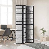 Berkfield Home Room Divider 3 Panels Black Solid Wood Paulownia