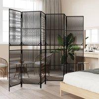 Berkfield Home Room Divider 6 Panels Black Poly Rattan