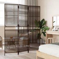 Berkfield Home Room Divider 3 Panels Brown Poly Rattan