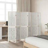 Berkfield Home Room Divider 6 Panels White Solid Wood Paulownia