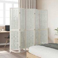 Berkfield Home Room Divider 5 Panels White Solid Wood Paulownia