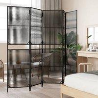 Berkfield Home Room Divider 5 Panels Black Poly Rattan
