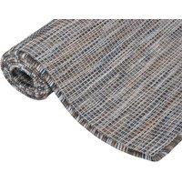 Berkfield Home Outdoor Flatweave Rug 120x170 cm Brown & Blue | Size: 100 cm diameter