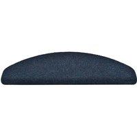 Berkfield Home Self-adhesive Stair Mats 15 pcs Navy 65x21x4 cm Needle Punch | Size: Medium