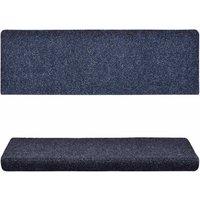 Berkfield Home Stair Mats 15 pcs Needle Punch 65x21x4 cm Blue | Size: Medium
