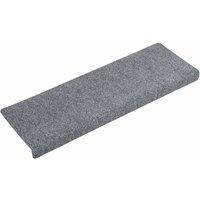 Berkfield Home Stair Mats 15 pcs Needle Punch 65x21x4 cm Light Grey | Size: Medium
