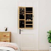 Berkfield Home Mirror Jewellery Cabinet with LED Lights Wall Mounted in Brown