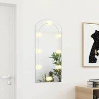 Berkfield Home Mirror with LED Lights 90x45 cm Glass Arch in Silver