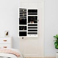 Berkfield Home Mirror Jewellery Cabinet with LED Lights Wall Mounted White