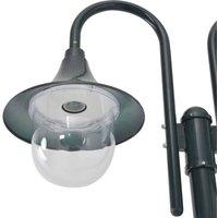 Berkfield Home Garden Post Light E27 220 cm Aluminium 2-Lantern Dark Green