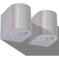 Berkfield Home Outdoor LED Wall Lights 2 pcs Round Downwards in Silver