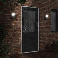 Berkfield Home Outdoor LED Wall Lights with Sensors 2pcs Black Die-cast Aluminium