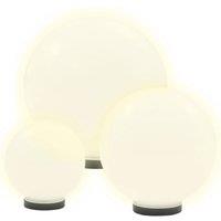 Berkfield Home LED Bowl Lamp Set 3 Pieces Spherical 20/30/40 cm PMMA in White