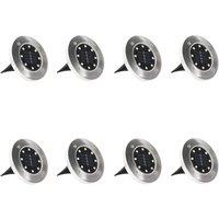 Berkfield Home Solar Ground Lights 8 pcs LED Lights RGB Colour in Silver