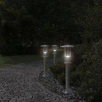 Berkfield Home Outdoor Floor Lamps 3pcs Silver 60 cm Stainless Steel