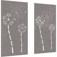 Berkfield Home Garden Wall Decorations 2pcs 105x55cm Corten Steel Flower Design in Brown | Size: 105x55 cm