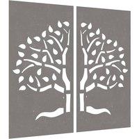 Berkfield Home Garden Wall Decorations 2 pcs 105x55 cm Corten Steel Tree Design in Brown