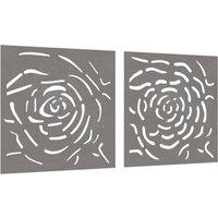 Berkfield Home Garden Wall Decorations 2 pcs 55x55 cm Corten Steel Rose Design in Brown