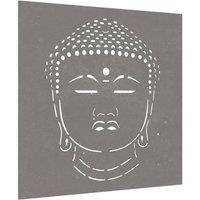 Berkfield Home Garden Wall Decoration 55x55 cm Corten Steel Buddha Head Design in Brown