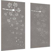 Berkfield Home Garden Wall Decorations 2pcs 105x55cm Corten Steel Flower Design in Brown | Size: 105x55 cm