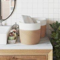 Berkfield Home Storage Baskets 2 pcs Brown & White 28x28 cm Cotton | Size: 28x28 cm
