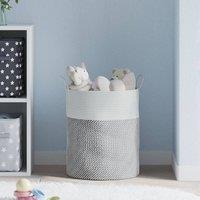 Berkfield Home Storage Basket Grey & White 38x46 cm Cotton | Size: 38x46 cm