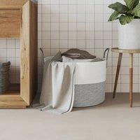 Berkfield Home Storage Basket Grey & White 51x33 cm Cotton | Size: 51x33 cm