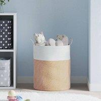 Berkfield Home Storage Basket Brown & White 38x46 cm Cotton | Size: 38x46 cm