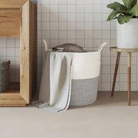 Berkfield Home Storage Basket Grey & White 43x38 cm Cotton | Size: 43x38 cm