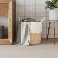 Berkfield Home Storage Basket Brown & White 43x38 cm Cotton | Size: 43x38 cm