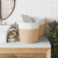 Berkfield Home Storage Baskets 2 pcs Beige & White 28x28 cm Cotton | Size: 28x28 cm