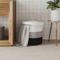 Berkfield Home Storage Basket with Lid White & Black 40x35 cm Cotton | Size: 40x35 cm