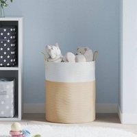 Berkfield Home Storage Basket Beige & White 38x46 cm Cotton | Size: 38x46 cm