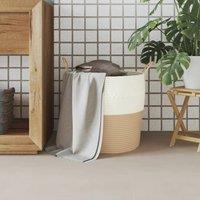 Berkfield Home Storage Basket Beige & White 43x38 cm Cotton | Size: 43x38 cm