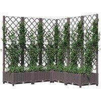 Berkfield Home Garden Planter with Trellis Brown 120x120x121.5 cm PP