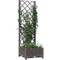 Berkfield Home Garden Planter with Trellis Brown 40x40x121.5 cm PP