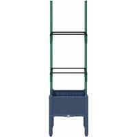 Berkfield Home Garden Planter with Trellis Blue Grey 40x40x142.5 cm PP in Dark Blue