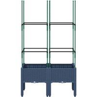 Berkfield Home Garden Planter with Trellis Blue Grey 80x40x142.5 cm PP in Dark Navy