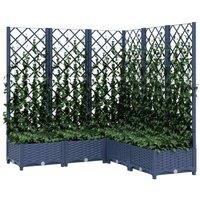 Berkfield Home Garden Planter with Trellis Dark Grey 120x120x121.5 cm PP in Dark Blue