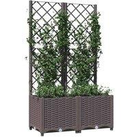 Berkfield Home Garden Planter with Trellis Brown 80x40x136 cm PP | Size: 80 x 40 x 136 cm